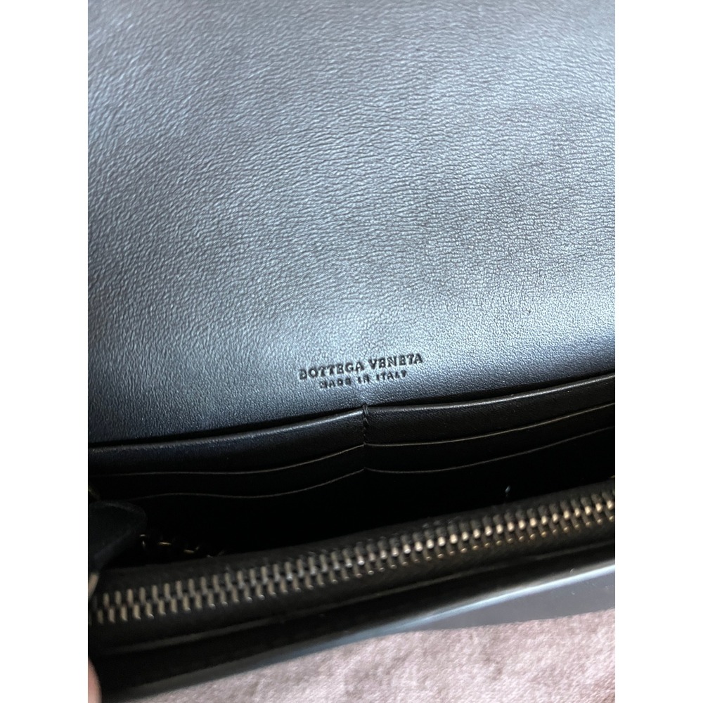 Bottega Veneta Card Holder Bag Black White Intrecciato Leather Crossbody Clutch - Picture 5 of 14